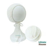 Baby Wool Knitted Wrap and Bonnet SR090 | NB | White